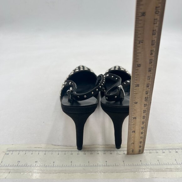 Tang'scuisins Black Studded High Heels Slingback Pointy Toe Pumps Sexy Sandals - Picture 5 of 8